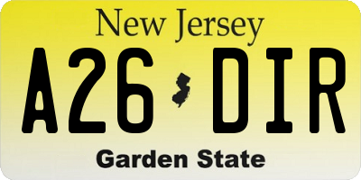 NJ license plate A26DIR