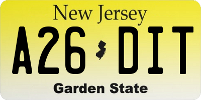 NJ license plate A26DIT