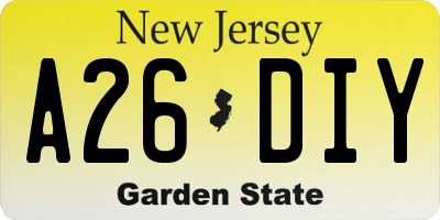 NJ license plate A26DIY