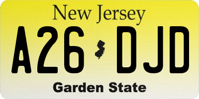 NJ license plate A26DJD
