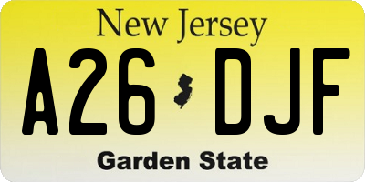 NJ license plate A26DJF