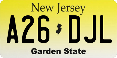 NJ license plate A26DJL