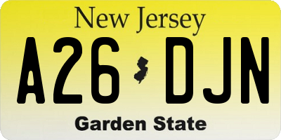 NJ license plate A26DJN
