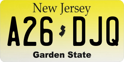 NJ license plate A26DJQ