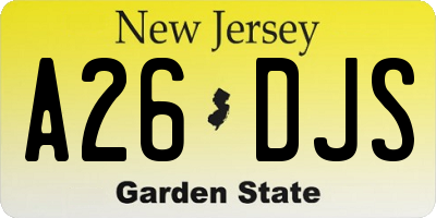 NJ license plate A26DJS