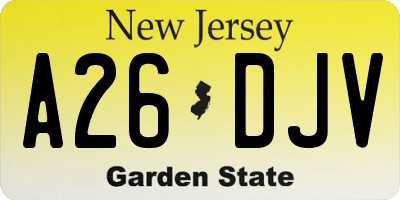 NJ license plate A26DJV