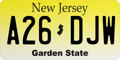 NJ license plate A26DJW