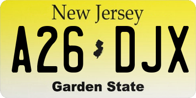 NJ license plate A26DJX