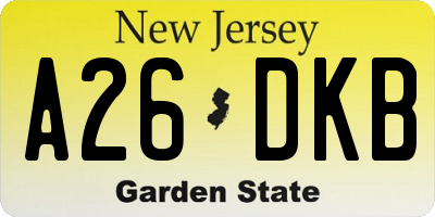 NJ license plate A26DKB