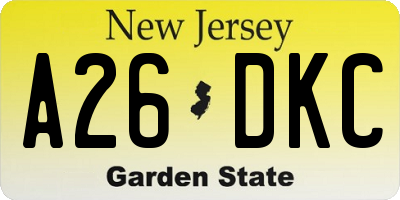 NJ license plate A26DKC