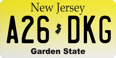 NJ license plate A26DKG