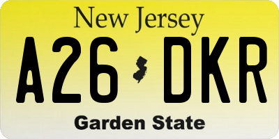 NJ license plate A26DKR