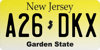 NJ license plate A26DKX