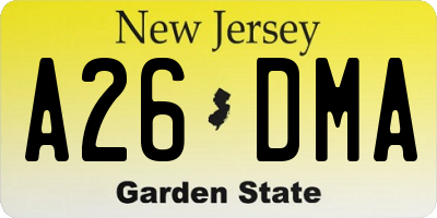 NJ license plate A26DMA