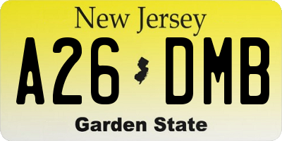 NJ license plate A26DMB