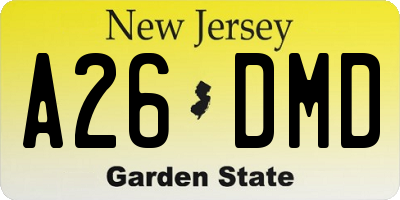 NJ license plate A26DMD