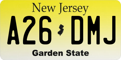 NJ license plate A26DMJ