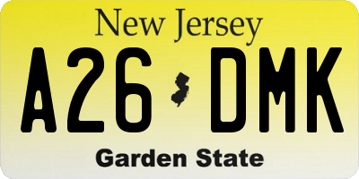 NJ license plate A26DMK
