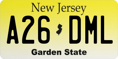 NJ license plate A26DML