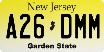 NJ license plate A26DMM