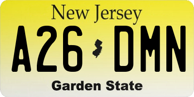 NJ license plate A26DMN