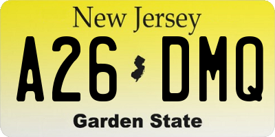 NJ license plate A26DMQ