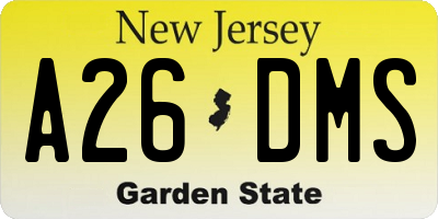 NJ license plate A26DMS