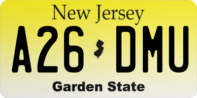 NJ license plate A26DMU