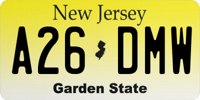 NJ license plate A26DMW