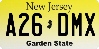 NJ license plate A26DMX