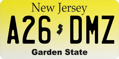 NJ license plate A26DMZ