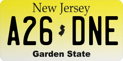 NJ license plate A26DNE