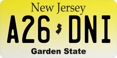 NJ license plate A26DNI