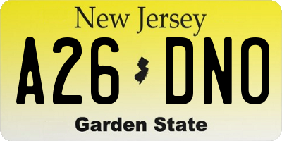 NJ license plate A26DNO
