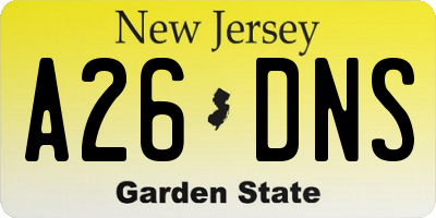 NJ license plate A26DNS