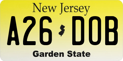 NJ license plate A26DOB