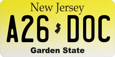 NJ license plate A26DOC