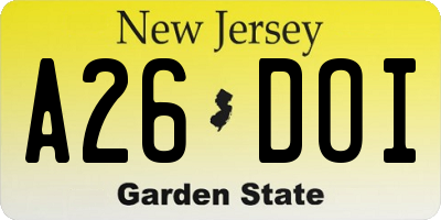 NJ license plate A26DOI