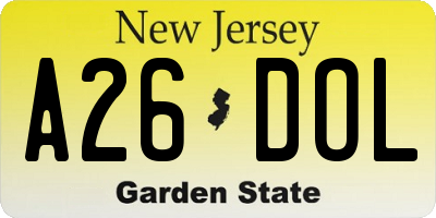 NJ license plate A26DOL