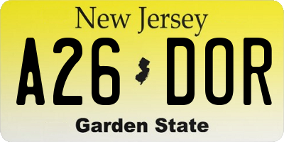 NJ license plate A26DOR