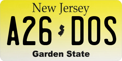 NJ license plate A26DOS