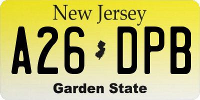 NJ license plate A26DPB