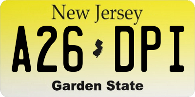 NJ license plate A26DPI