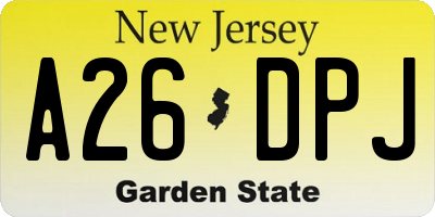 NJ license plate A26DPJ
