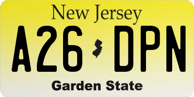 NJ license plate A26DPN