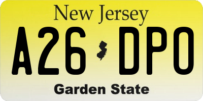 NJ license plate A26DPO