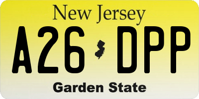 NJ license plate A26DPP