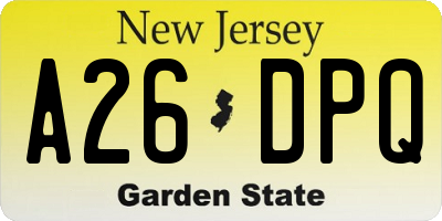 NJ license plate A26DPQ