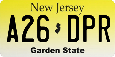 NJ license plate A26DPR