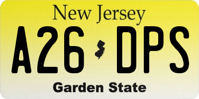 NJ license plate A26DPS